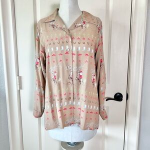Vintage Lady Reiner Cowgirl Couture Western Blouse Rayon Print S Retro Novelty